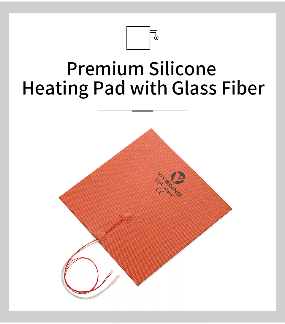 Premium silicone heating pad with glass fibers